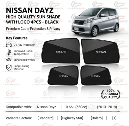 Nissan Dayz 2013-2019 4-Piece Custom Window Sun Shade Set With Logo