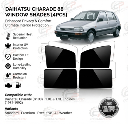 Daihatsu Charade 1987-1992 Window Shades 4 Pieces Full Black