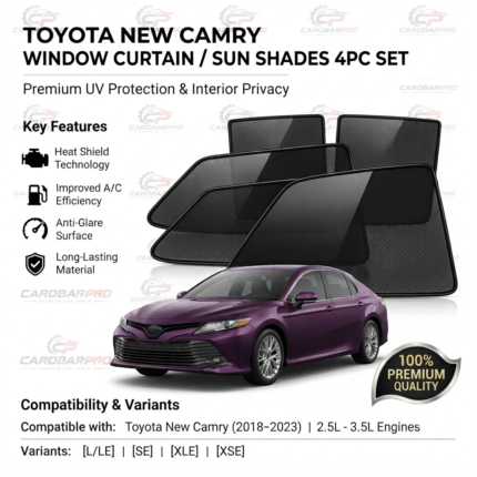 Toyota New Camry 2018-2023 Sun Shades 4Pcs Black Premium Quality