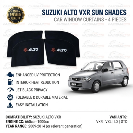 Suzuki Alto Vxr 2004-2014 Sun Shades Car Window Curtains 4Pieces with Logo