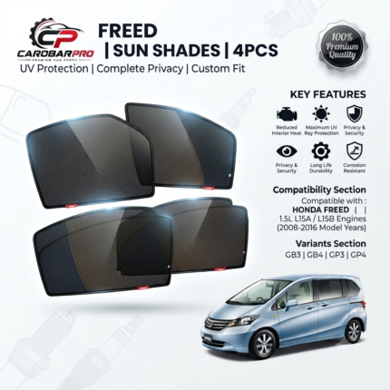 Honda Freed 2008-2016 Custom Fit 4-Piece Sun Shade Set Black Color Curtains