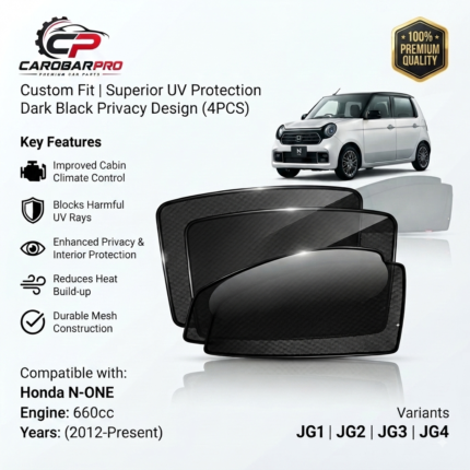Honda N-One 2012-Present Window Shades Set 4 Pieces Black Premium Quality