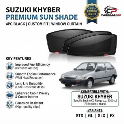 Suzuki Khyber All Models Custom Fit Black Sun Shade Set 4 Pieces Curtains Black