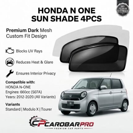 Honda N One 2012-2020 Premium Dark Mesh Magnetic Sun Shades 4 Pieces Black Curtains