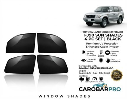 Toyota Land Cruiser Prado FJ90 1996-2002 Sun Shades 4 Piece Black Curtains