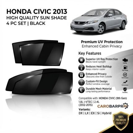 Honda Civic 9th Generation 2012-2015 High Quality Sun Shade 4 Piece Black Curtains