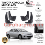 Installation is straightforward and hassle-free, allowing you to mount the complete set using standard tools and existing factory mounting holes without requiring complex modifications or professional assistance. Each component is meticulously contoured to match the specific wheel well curves of the 2009-2014 Corolla sedan, delivering an OEM-style integration that looks sleek and factory-installed rather than like an aftermarket add-on. The matte black texture complements any exterior color scheme while offering a clean, sophisticated touch that enhances your vehicle's overall profile. Whether you frequently drive on unpaved roads, encounter harsh winter conditions, or simply want to keep your daily commuter looking showroom-ready, this comprehensive front and rear mud flap kit provides reliable, all-weather defense. Invest in this durable protective upgrade to keep your vehicle cleaner for longer, reduce the frequency of car washes, and safeguard your car's resale value against the unavoidable wear and tear of everyday commuting.