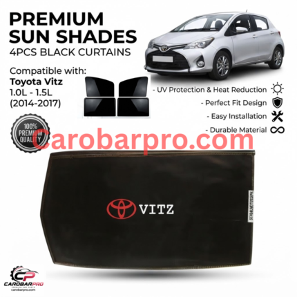 Toyota Vitz 2012-2017 Custom-Fit Magnetic Sun Shades 4 Pieces Curtains With Logo