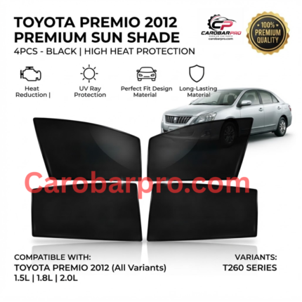Toyota Premio 2012 Custom Sunshade Kit - 4 Piece Set Black Curtains