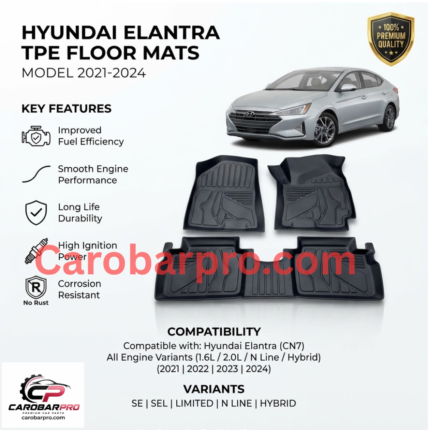 Hyundai Elantra 2021-2024 Custom Fit TPE All-Weather Floor Mats