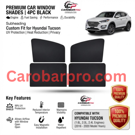 Hyundai Tucson 2016-2020 Dark Black Window Shades Curtains 4 Piece Set Black