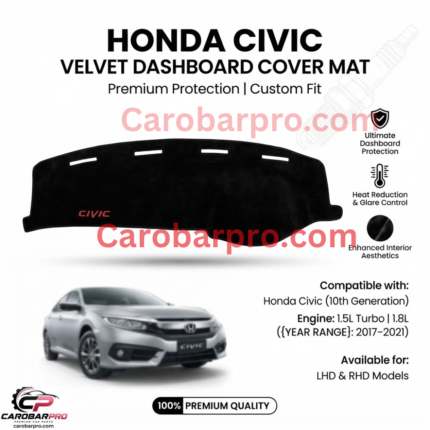Honda Civic 10th Generation 2017-2021 Velvet Dashboard Cover Mat